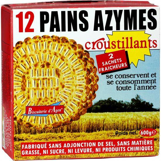 Pains azymes croustillants BISCUITERIE D'AGEN - la boite de 12 pains - 600 g