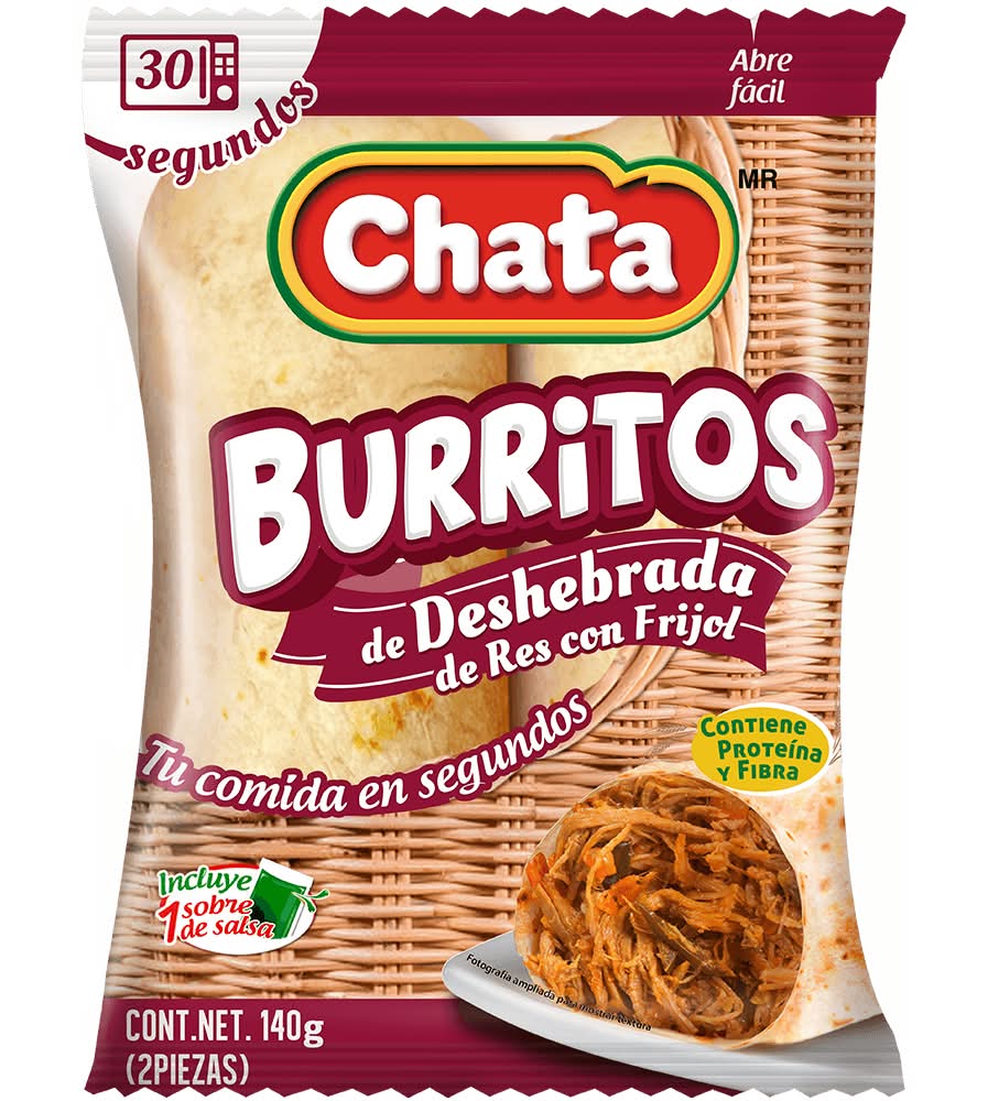 Chata · Burrito de deshebrada de res con frijol (2 un)