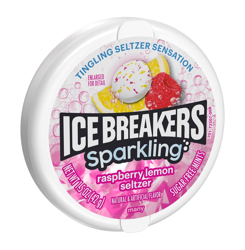 Ice Breakers Sparkling Sugar Free Mints, Raspberry Lemon Seltzer (1.5 oz)