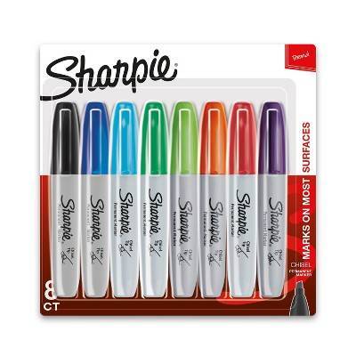 Sharpie Permanent Markers Chisel Tip, Multicolor (8 ct)