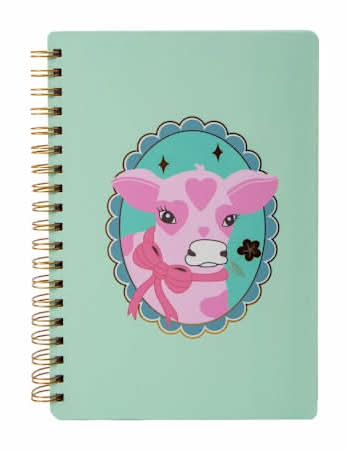 Twin Wire Spiral Bound Journal Teal with Cow