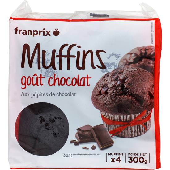 Gâteaux Muffins chocolat et pépites Franprix x4
