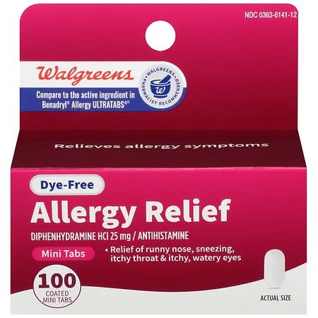 Walgreens Wal-Dryl Allergy Relief Coated Mini Tabs Dye-Free (1 lbs)