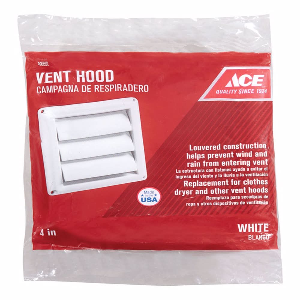 ACE 4 In. W X 4 In. L White Plastic Replacement Vent Hood