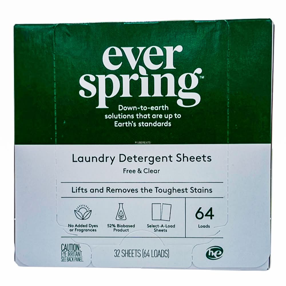 Everspring Free and Clear Laundry Detergent Sheets (32 ct)