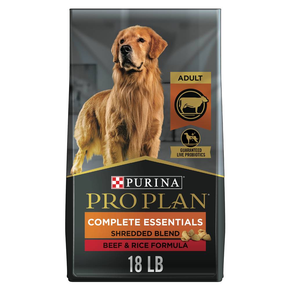 Purina Pro Plan High Protein Shredded Blend Dog Food, Beef-Rice (18 lbs)