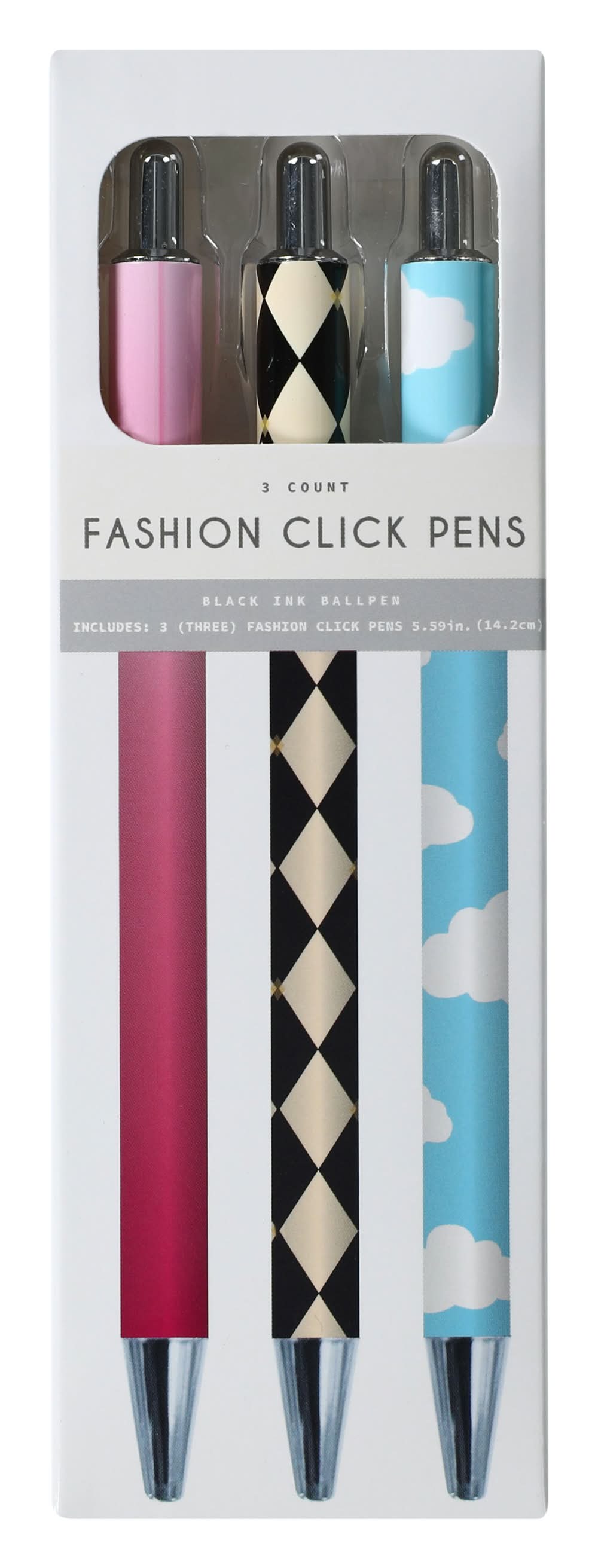 Fashion Click Pens 3-Count Pink