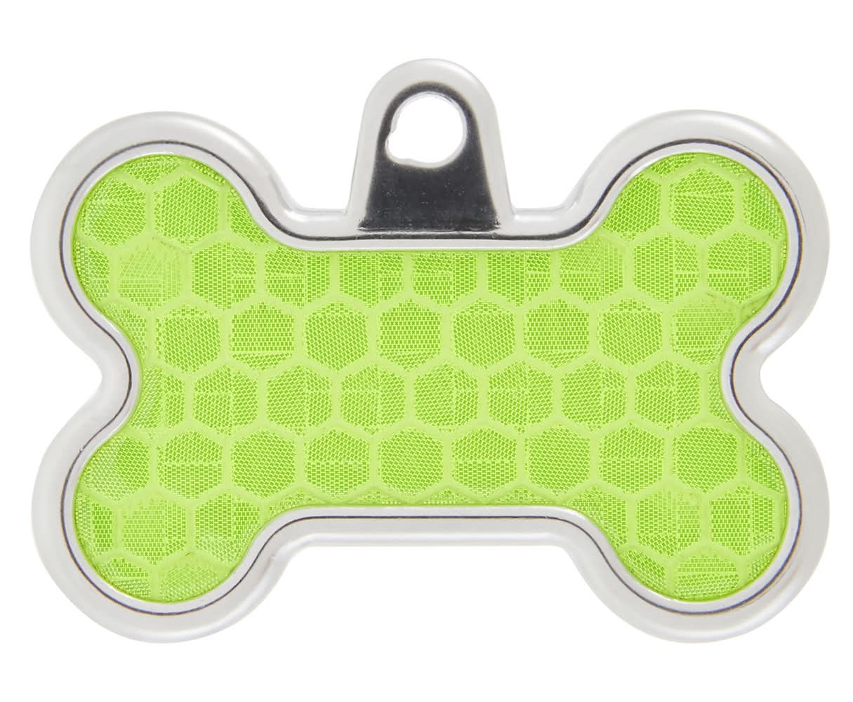 TagWorks® Bone Shaped Dog Tag, Custom Pet Tag, Personalized Tag, Reflective Tag, Green, Large (Color: Multi Color)