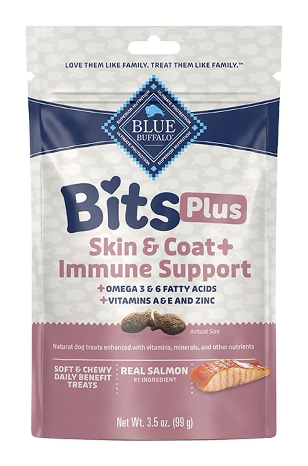 Blue Buffalo® Bits Plus Skin & Coat + Immune Support Training Dog Treats - Salmon 3.5 oz (Size: 3.5 Oz)