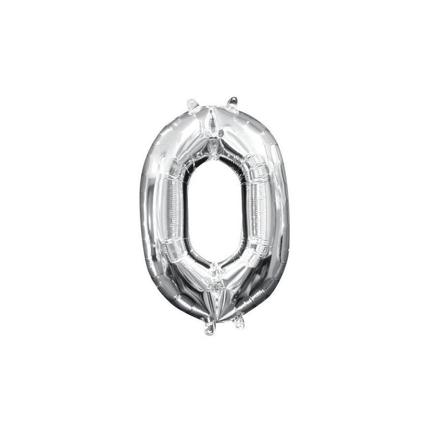 Uninflated 13in Air-Filled Silver Number Balloon (0)