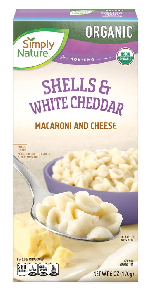 Simply Nature Organic Shells Macaroni & Cheese, White Cheddar (6 oz)