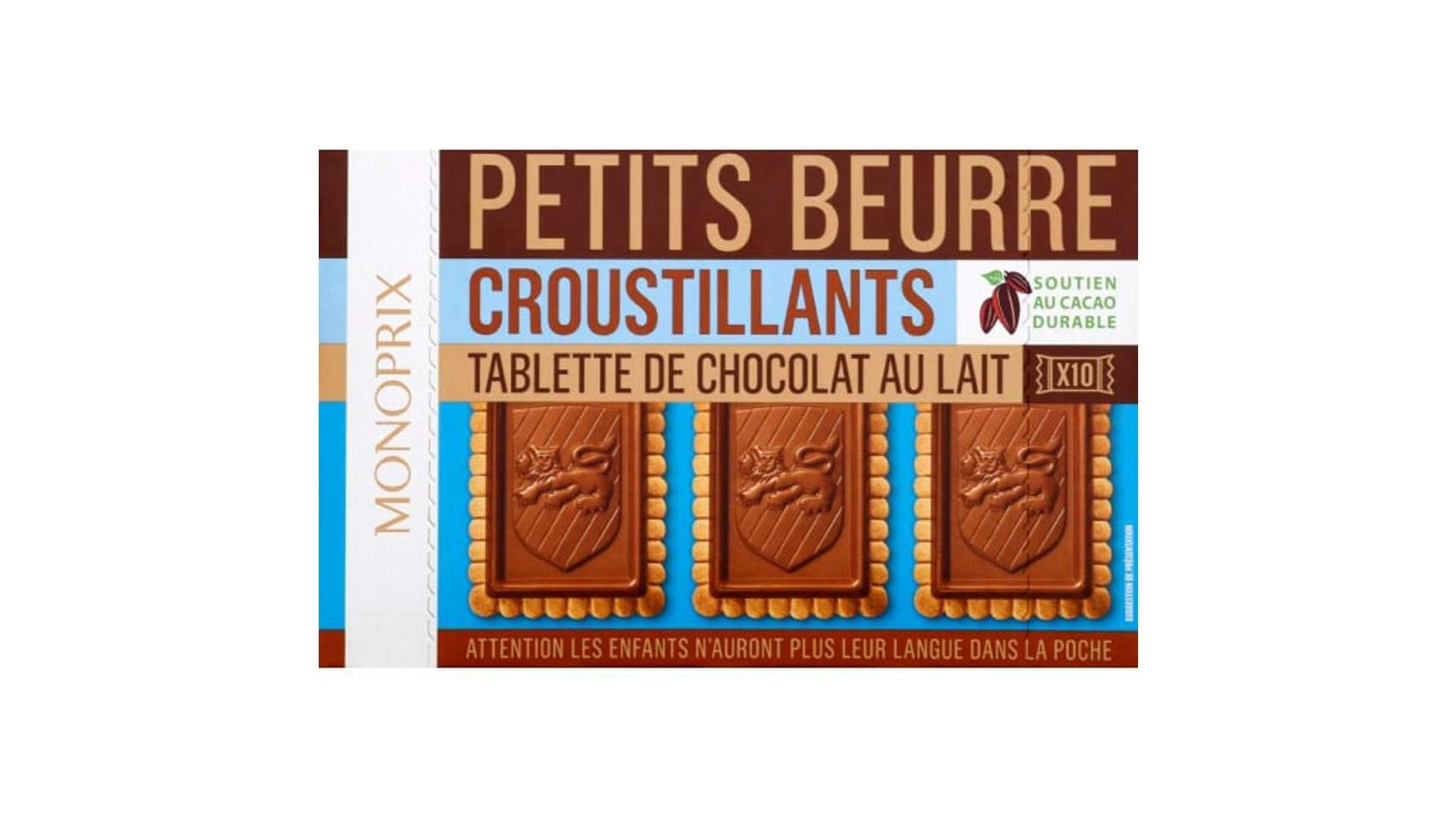Monoprix Petits beurre, tablettes chocolat au lait Les 10 sachets de 2, 250 g