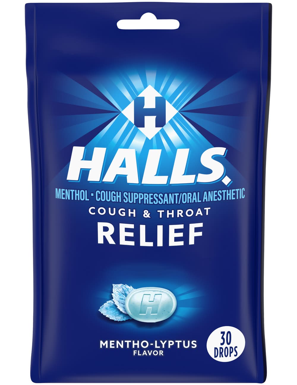 Halls Cough Throat Relief Drops, Mentho-Lyptus (3.28 oz, 30 ct)