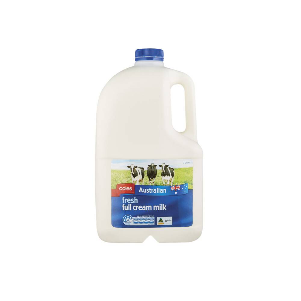 Coles Full Cream Milk 3 L