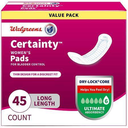 Walgreens Certainty Ultimate Absorbency Incontinence Pads Long Length (45  ct), Delivery Near You