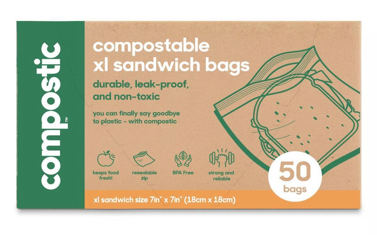 Compostic Compostable Sandwich Bags, Large (50 ct)