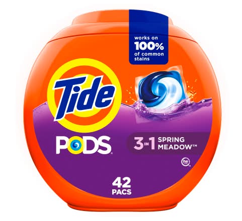 Tide Pods 3 in 1 Laundry Detergent Pacs, Spring Meadow (32 oz, 42 ct)