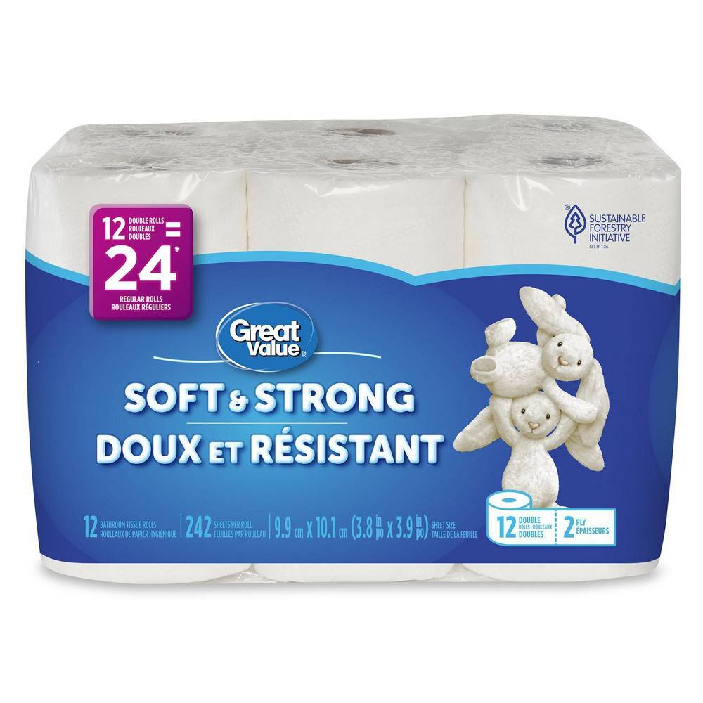 Great Value Soft and Strong 2-ply Bath Tissue (12 rolls)