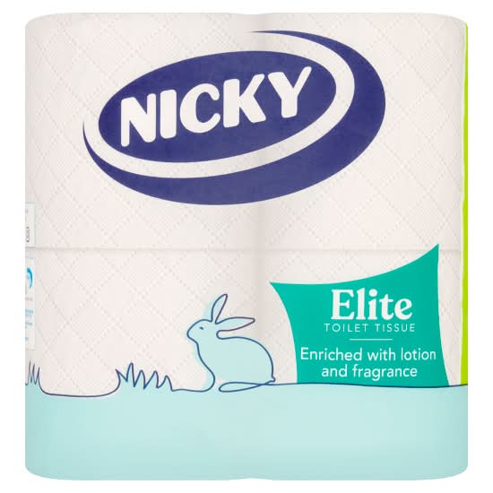 Nicky 11.5 x 10.5 cm, Elite Toilet Tissue 3 Ply Rolls (4 pack)