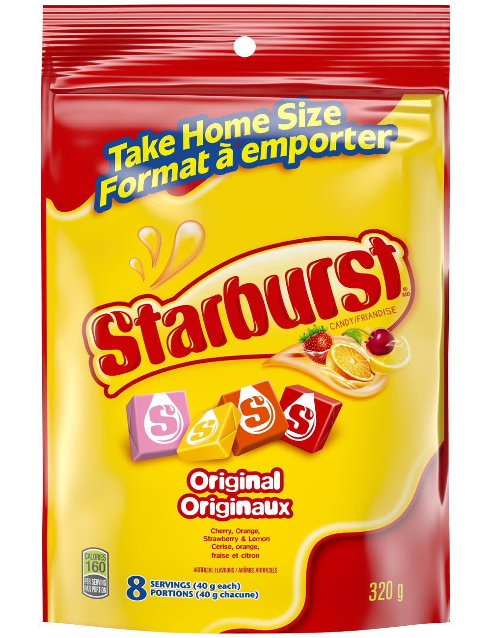 Sachet de bonbons à mâcher aux fruits original (320 g) - starburst original fruit chews candy, stand up pouch (320g)