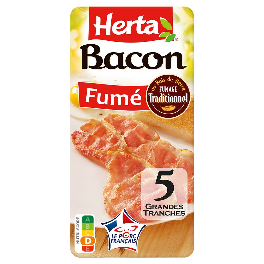 Herta - Bacon fumé grandes tranches (5 pièces)