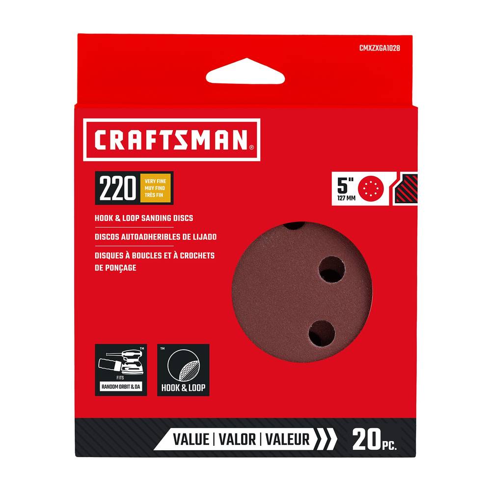 CRAFTSMAN 20-Piece Aluminum Oxide 220-Grit Disc Sandpaper | 391028