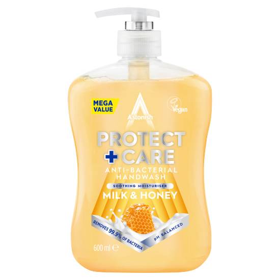 Astonish Protect + Care Anti-Bacterial Handwash Milk & Honey (600ml)