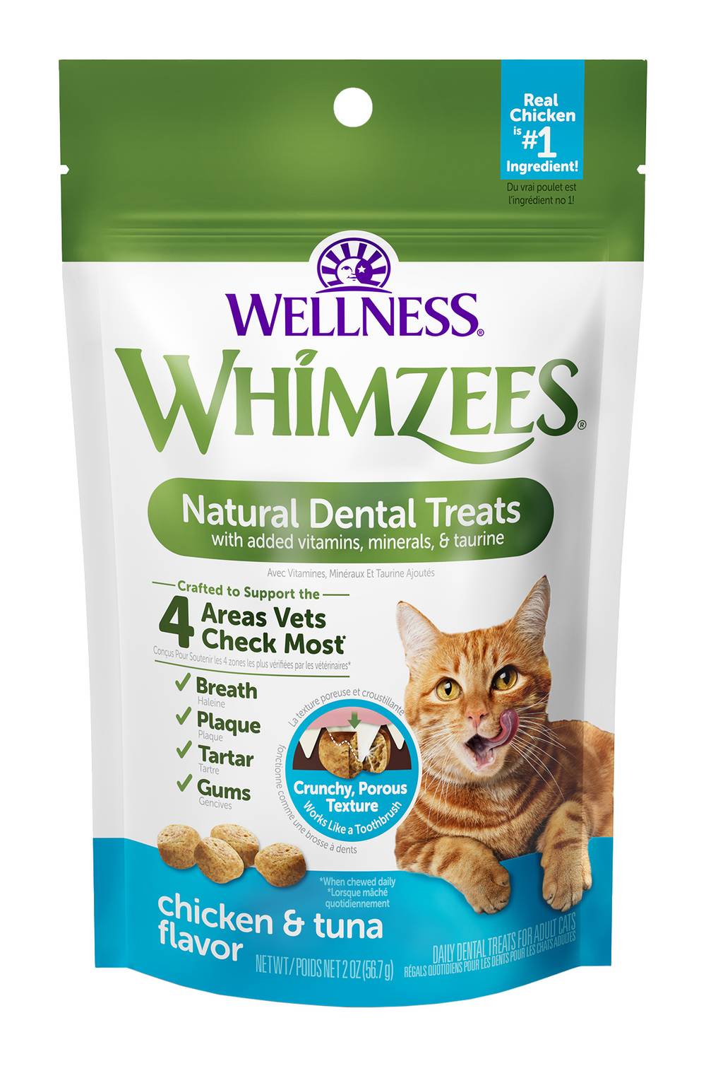 Whimzees Wellness Natural Dental Cat Treats, Chicken-Tuna (2 oz)