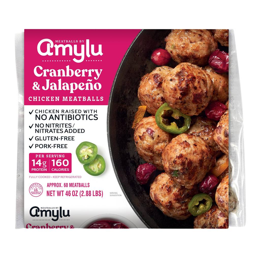 Amylu Foods Cranberry & Jalapeno Chicken Meatballs (46 oz, 60 ct)