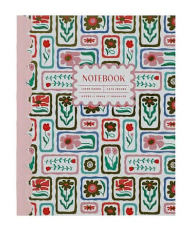 Print Journal Notebook Pink Flowered
