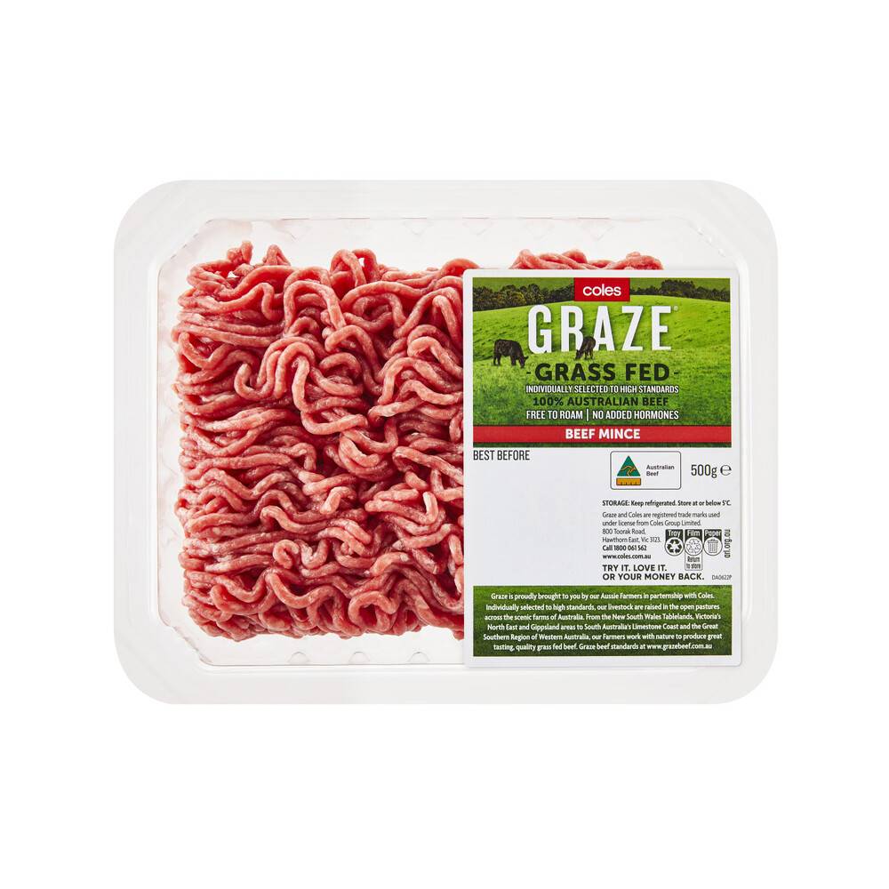 Coles Graze Grass Fed No Added Hormone Beef Mince