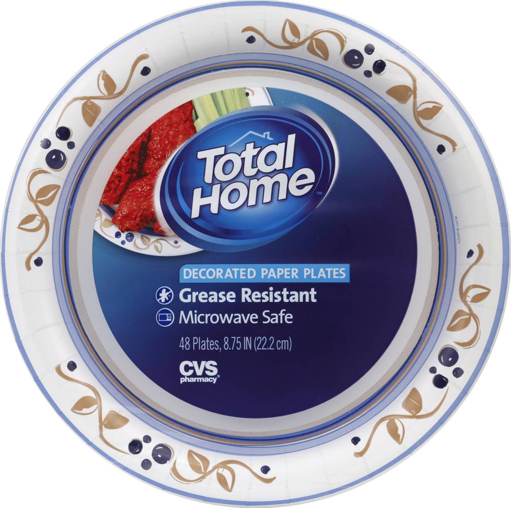 Total Home Paper Plates, 22.2 cm (48 ct)