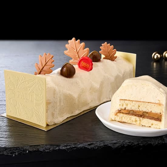 La part de bûche Gourmande à la vanille pécan