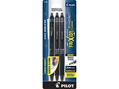 Pilot FriXion Synergy Clicker Retractable Erasable Gel Pen, Extra Fine Point, Black Ink, 3/Pack (FXYC3BLKE)