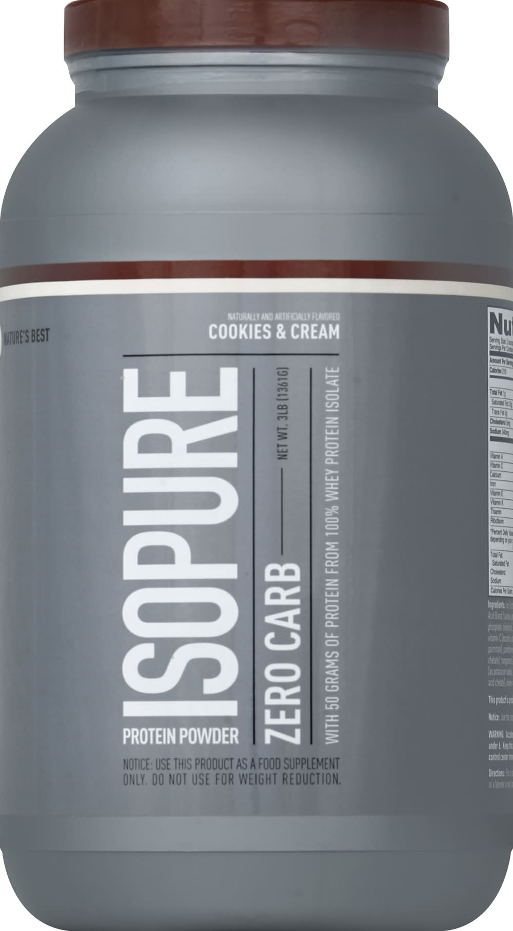 Nature's Best Perfect Zero Carb Isopure Protein Powder, Cookies & Cream (3 lbs)