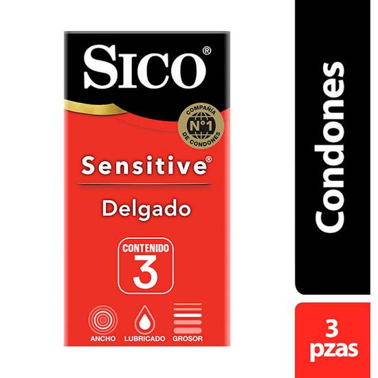 Sico condones de látex sensitive (caja 3 piezas)