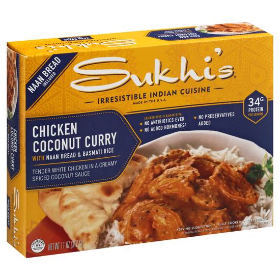Sukhi's Chicken Coconut Curry With Naan Bread & Basmati Rice