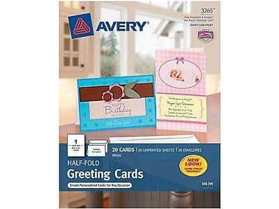 Avery 5.5" X 8.5" 3265 Matte White Greeting Cards With Envelopes (20 ct)