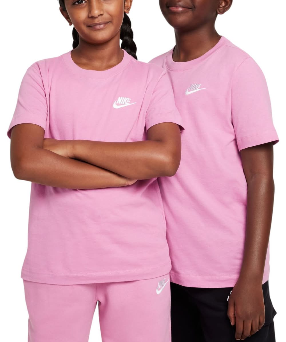 Nike Kids' Sportswear Embroidered Futura T-Shirt (Magic Flamingo, M)