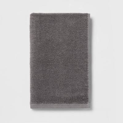 Room Essentials Machine Washable Cotton Terry Midweight Hand Towel, Dark Gray