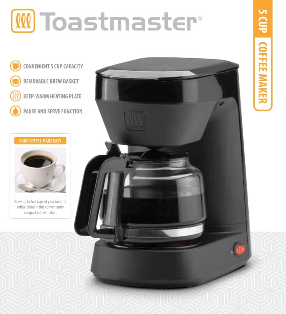 Toastmaster 5-Cup Coffee Maker, Black
