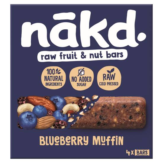 Nākd Raw Fruit & Nut Bars Blueberry Muffin 4 X 35g