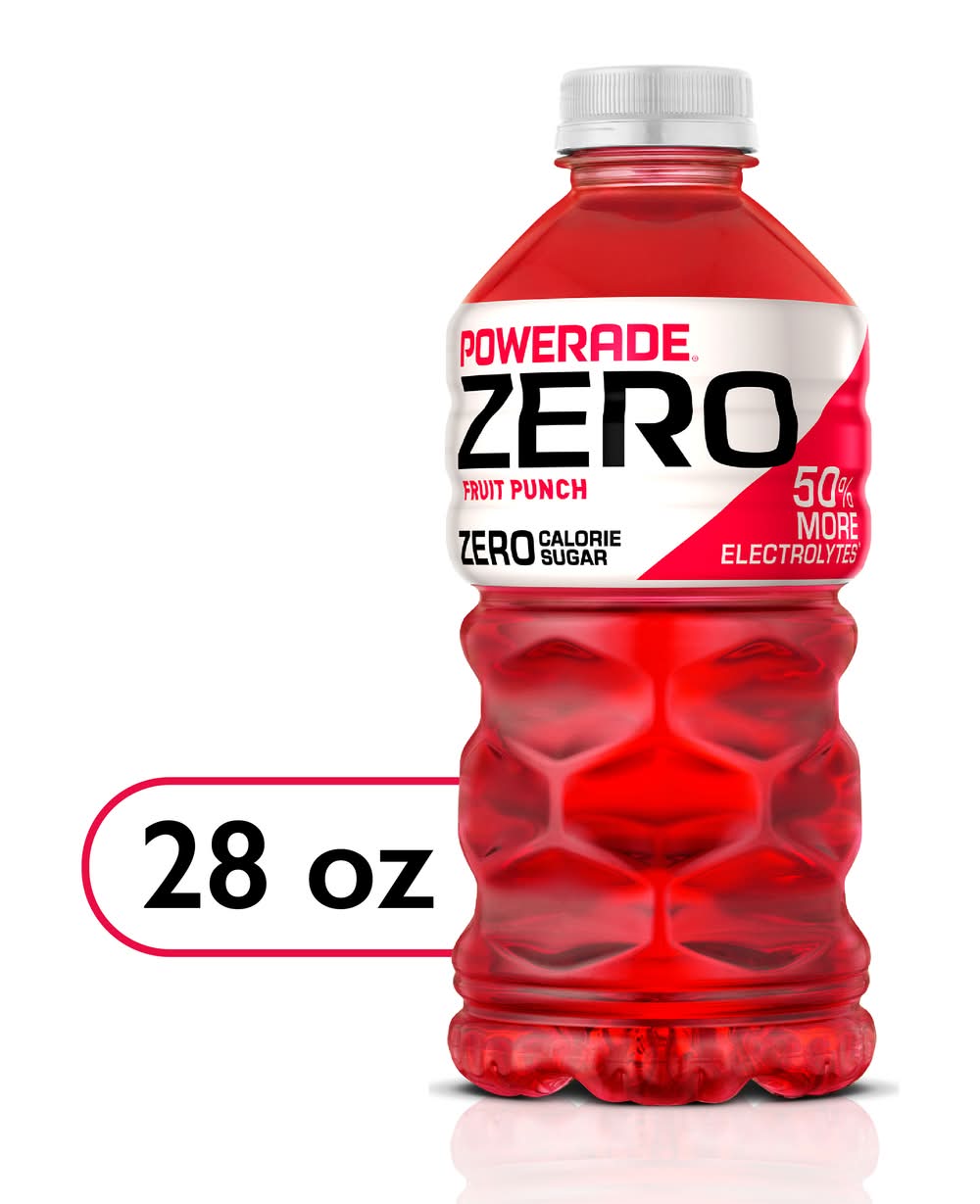 Powerade Zero Sugar Sports Drink With Electrolytes, Fruit Punch (28 fl oz)