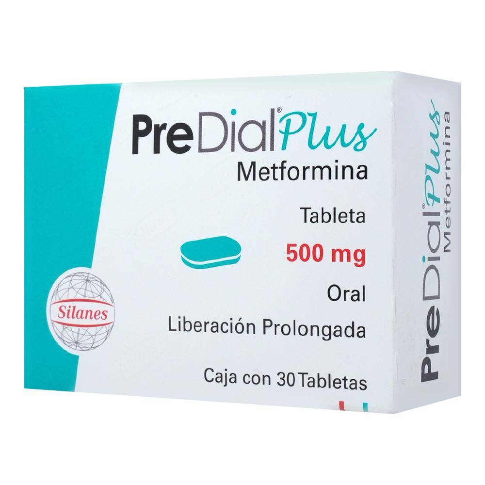 Silanes predial plus metformina tabletas 500 mg (30 piezas)