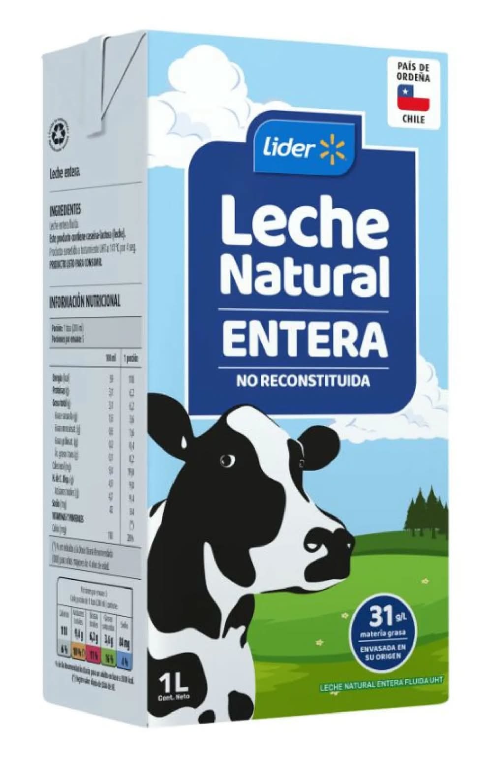 Lider · Leche natural entera uht (1 L)