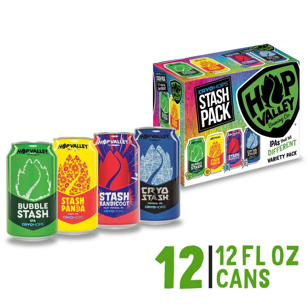 Hop Valley Brewing Co. Cryo Hops Stash Ipa Variety pack Beer (12 pack, 12 oz)