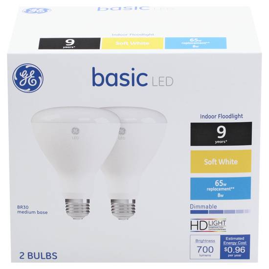 Ge 64w Soft White Basic Led Indoor Flood Light Bulbs (2 bulbs)