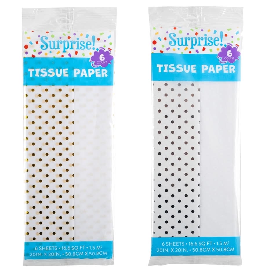 Surprise! Metallic Dot Gift Tissue Paper, 20x20 in (2 x 6 ct)