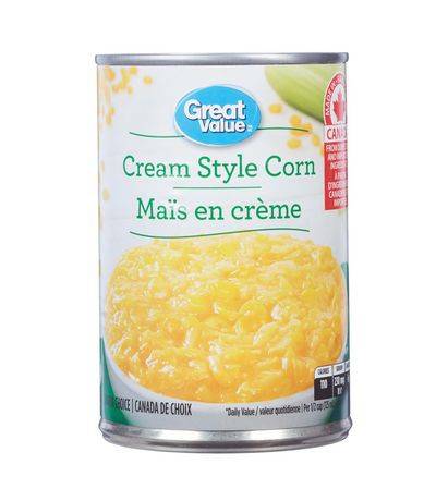 Great value maïs en crème de great value (398 ml) - cream style corn (398 ml)