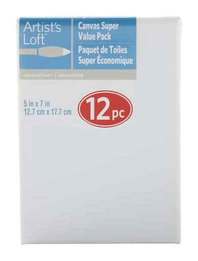 Artist's Loft Super Value Canvas, 5x7 in, White (12 ct)